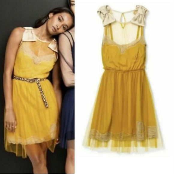 Rodarte Dresses Rodarte Target Mustard Gold Tulle Bow Dress 2x